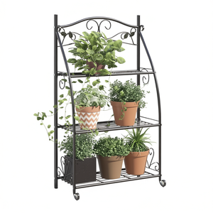 Macetero Rectangular de Acero con Recubrimiento de Polvo Negro, Muebles de Exterior Resistentes a la Intemperie - Product Image 1