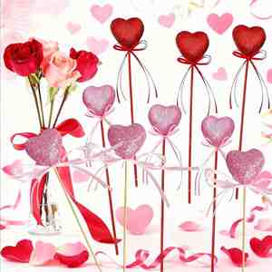 En stock – Décorations Saint-Valentin : Cœurs en mousse, nœuds scintillants, tiges florales pour la vente transfrontalière - Product Image 2