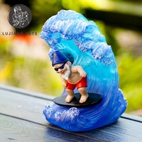 7.4 pouces Lampe Solaire Surf Gnome Statue Résine Gnome Sculpture Décoration Solaire Lampe Jardin Surf Gnome Figurine Jardin Cadeau