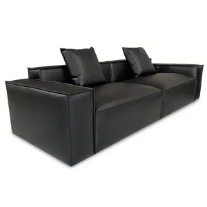 Hochwertiger heißer Verkauf Einfaches strukturiertes Sofa mit Boxy Flare und einem Low-Set-Profil Leders ofa mit quadratischen Armlehnen