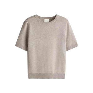 เสื้อสเวตเตอร์ไหมพรมขนสัตว์/วิสโคส แขนสั้น สำหรับผู้หญิง ใส่สบายในฤดูหนาว ดีไซน์เรียบง่าย ทรงพอดีตัว เนื้อผ้าระบายอากาศได้ดี - Product Image 1