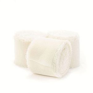 Ruban en mousseline de soie déchiré à la main, style bohème, 4 cm x 5 m, pour bouquets de mariage, emballage cadeau, décoration florale - Product Image 3
