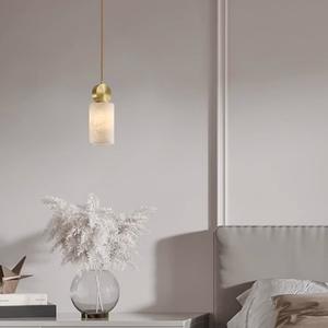 โคมระย้าสไตล์โมเดิร์นในบาร์ร้านอาหารแบบเรียบง่ายหรูหราจี้หินอลาบาสเตอร์ธรรมชาติที่หรูหรา E26ไฟตกแต่งทางเดินที่สร้างสรรค์ทรงรี - Product Image 5