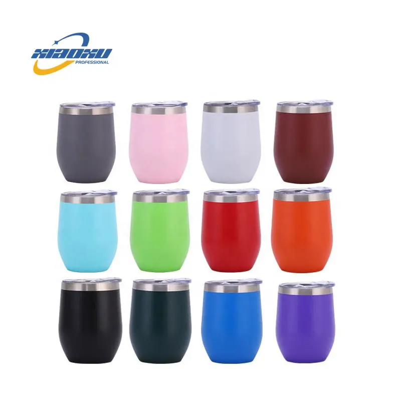 Custom Tumbler 360ml Double Walled Stainless Steel Insulated Mugs 12oz Egg Shape Tumbler With Lids