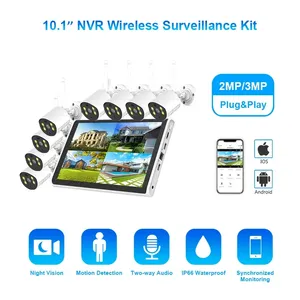 3MP 4CH 8CH CMOS <span class=keywords><strong>c</strong></span>ảm biến hệ thống an ninh Wifi NVR Kit ngoài trời 10.1-inch màn hình <span class=keywords><strong>c</strong></span>ảm ứng Camera không dây H.265 phát hiện chuyển động rộng - Product Image 2