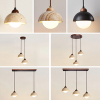 Lampe suspendue Soren en travertin, bois et verre, style Wabi-sabi Japandi, production en gros OEM, directement de l'usine