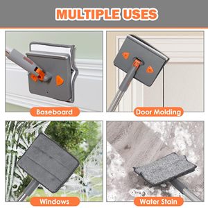 Baseboard Cleaner Tool with Handle Adjustable Baseboard Cleaning Tool Baseboard <strong>Mop</strong> with 6 Cleaning Pads <strong>Wall</strong> Cleaner <strong>Mop</strong> - Product Image 6