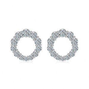 Dylam High <b>Fine</b> Jewelry 925 Sterling Silver D Color VVS1 Moissanite Circle Round Flower Shape <b>Stud</b> <b>Earrings</b> for Women Dress-up - Product Image 1