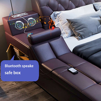 Lit intelligent moderne de luxe en cuir, taille King, avec rangement et fonction de massage, pour ensemble de meubles de chambre à coucher