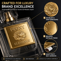 Étiquette holographique 3D personnalisée en aluminium brossé doré, plaque signalétique autocollante, imperméable, pour flacon de soin de la peau ou de parfum