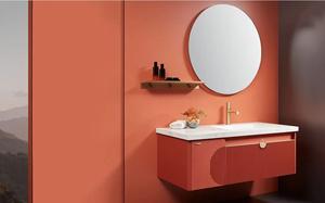 Mueble <span class=keywords><strong>de</strong></span> <span class=keywords><strong>Baño</strong></span> Moderno con Acabado Lacado Brillante, Mueble <span class=keywords><strong>de</strong></span> Pared con Lavabo Individual, Mueble <span class=keywords><strong>de</strong></span> Vanidad con Grifo y Espejo <span class=keywords><strong>para</strong></span> Villa - Product Image 5