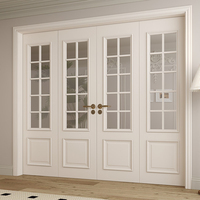 Cloison intérieure sur mesure en contreplaqué laqué avec portes doubles en verre, style rétro français, pour appartements, conception 3D, directement de l'usine