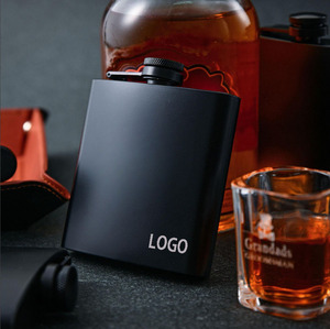 Gourde à liqueur portable en acier inoxydable noir mat de 6oz, 7oz, 8oz pour <span class=keywords><strong>whisky</strong></span> et spiritueux – Vente en gros - Product Image 3
