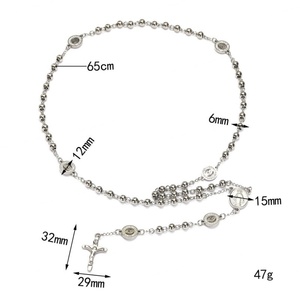 Collar Religioso de Acero Inoxidable con Colgante, Collar de Rosario con Cruz de Oro Sólido de 14k, para Mujeres, Hombres y Niñas - Product Image 5