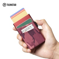 TILONSTAR TVC319 Best Sellers Portefeuille minimaliste pour homme avec blocage RFID, en aluminium, à glissière latérale, avec porte-cartes pop-up