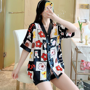 Pijamas femininos de manga curta, pijamas femininos de grandes dimensões, sucesso asiático, roupa de dormir - Product Image 6