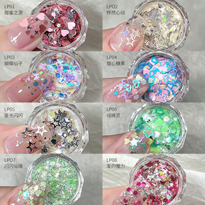 3D Pink Nail Glitter <b>Sequins</b> Star Heart Hexagon Mixed Sparkle Flakes for Shiny Manicure Nail <b>Art</b> - Product Image 2