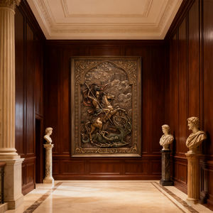 Bronce antiguo Lujo Tallado Mural Partición Metal Relieve Sala de estar Porche Luz Estatuilla Técnica de fundición - Product Image 3