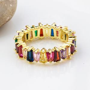 QIKU แหวนพลอยเทียมหลากสีอินเทรนด์เครื่องประดับเซอร์คอนทองแดงงานหมั้นสำหรับผู้หญิงเครื่องประดับแฟชั่นเครื่องประดับแหวนแต่งงานรูปนางฟ้าของขวัญ - Product Image 3