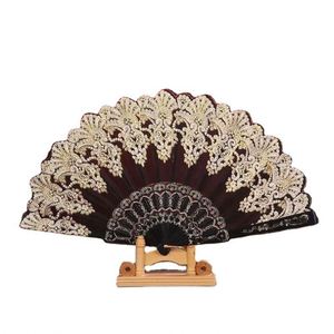 Éventails pliants à couche unique en dentelle, estampage à chaud, avec armature en plastique ajourée, pour mariage, personnalisables – Grande Vente - Product Image 2