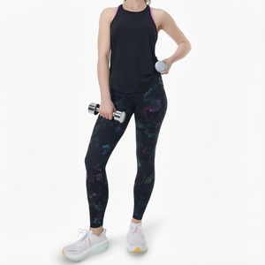 Leggings de yoga noirs moulants pour femmes, taille haute, en maille respirante, confortables et décontractés, personnalisables avec impression, grandes tailles, vente en gros à prix abordable - Product Image 1