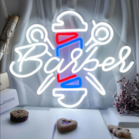 Logo Neon Kustom untuk Barber Shop, Branding Toko, Lampu Neon LED untuk Dekorasi Restoran, Kafe, Salon Kecantikan Komersial