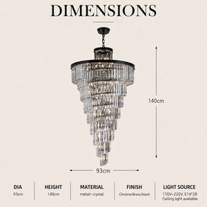 Lámpara colgante de cristal cónica moderna de varios niveles con cadena ajustable, candelabro de múltiples capas para vestíbulo, decoración de lujo para el hogar - Product Image 3