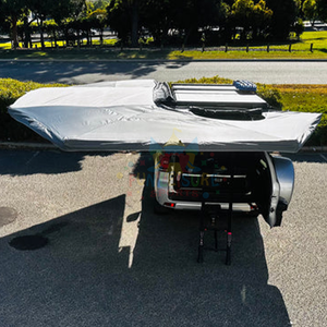 Dachzelt Leinwand Markise Plus Version mit LED-Leuchten Regens ichere Standings D-Form Autos eite Freistehende 270-Grad-Markise - Product Image 6