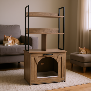Modern Style Cat Litter Box Enclosure Furniture Waterproof Wood <b>Rectangle</b> Cat Washroom <b>Side</b> <b>Table</b> Cat House Fits Most - Product Image 2