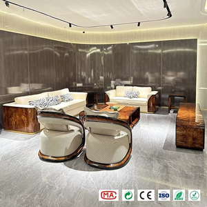 Set di Mobili di Lusso Runwood per Soggiorno in Stile Italiano, <span class=keywords><strong>Divano</strong></span> in Legno di Radica, Mobile TV Lucido di Alta Qualità per Villa - Product Image 2