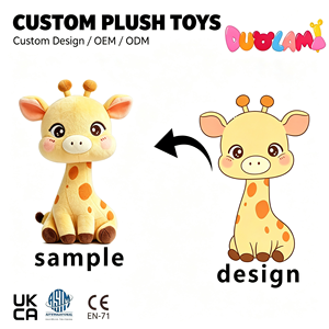 Peluche personnalisée à faible MOQ, girafe de dessin animé, jouet en peluche pour cadeaux d'entreprise, fabrication sur mesure OEM ODM, peluche douce - Product Image 1
