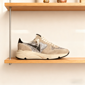 Baskets de créateur Superstar, chaussures de course classiques blanches vintage à paillettes, à lacets, avec empeigne en maille, unisexe, pour l'hiver, tendance mode pour la marche - Product Image 4
