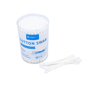 Coton-tige biodégradable à usage quotidien vendu en usine, 100 pièces/boîte, bâtonnet en papier, coton-tige avec boîte ronde - Product Image 1