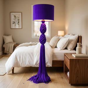 Lampe sur pied décorative en macramé, base en fer massif, abat-jour en corde de coton tressée à la main, couleur et taille personnalisées pour la maison, le café - Product Image 5