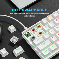 Nuevo Teclado Mecánico Español TK61 de 61 Teclas ABS con Cable para PC Gamer y Oficina, RGB, Interfaz TYPE-C Hot-Swappable, USB de Plástico, para Tablet