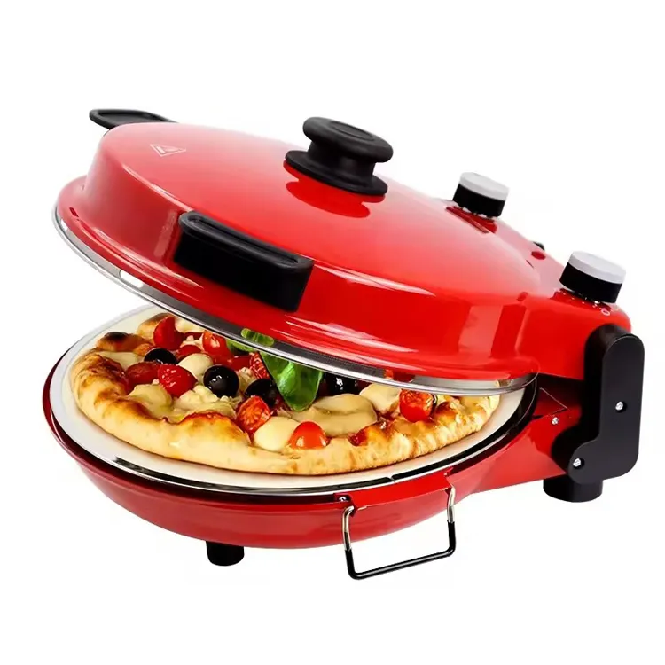 Electric Pizza Oven Non-stick Temperature Time Control Stone Pizza Maker For Home Kitchen