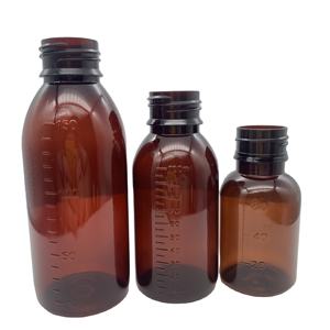 60ml Pet En Plastique Bouteille de Sirop Contre La Toux avec Mesure Bouchon et bouchon inviolable Ambre Bouteilles Liquides de Médecine - Product Image 1