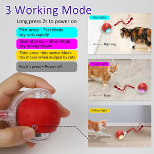 Balle interactive intelligente pour chat, jouet d'intérieur à roulement rapide sur tapis, avec sons et mouvements, pour stimuler le jeu de votre chat - Product Image 4