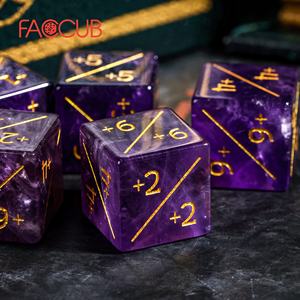 Наборы кубиков FACCUB ручной работы из резного камня с возможностью нанесения логотипа, 16 мм D6 для настольных игр, оптом, для D&D, прочные - Product Image 2