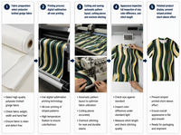 T-shirt à manches courtes en popeline 3D AOP pour homme, 100% polyester, vert foncé, bandes verticales incurvées, séchage rapide, respirant, col rond, expédition immédiate