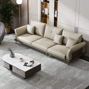 American Light Luxury Office Leather Simple Modern Business Reception Sofa Living Room Sofa