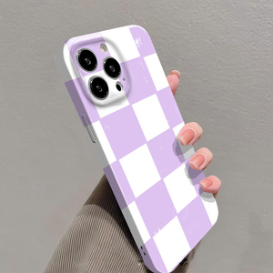 Cover per Cellulare in PC Rigido con Stampa Fotografica a Reticolo Viola e Bianco per iPhone 8 X Xr Xs 11 12 13 14 15 16 17 Pro Max - Product Image 4
