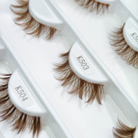 Kit de cils en grappe 5D Press Lashes pour la maison, cils individuels colorés effet wispy, logo personnalisé, marron, demi-cils en grappe auto-adhésifs