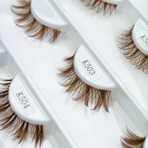 Kit de cils en grappe 5D Press Lashes <span class=keywords><strong>pour</strong></span> la maison, cils individuels colorés effet wispy, logo personnalisé, marron, demi-cils en grappe auto-adhésifs - Product Image 2