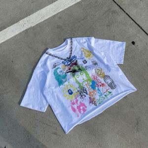 Camiseta Corta Holgada de Estilo Vintage con Hombros Caídos, 100% Algodón, Tejida, Ecológica, con Logotipo Personalizado, Impresión Digital y Dobladillo Cortado - Product Image 5