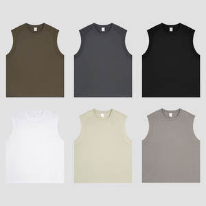 Camiseta sin mangas para hombre, mezcla de algodón y poliéster en blanco teñido simple, ropa deportiva de secado rápido - Product Image 5