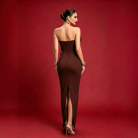 Robe de soirée marron décontractée pour femme, grande taille, style épaules dénudées, du fabricant