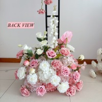 Ramo de Rosas de Seda Rosa y Blanco para Boda, Decoración Floral para Mesa de Comedor, Flores Artificiales para el Hogar