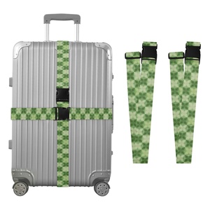 Paquete de 2 Correas de Equipaje de Viaje con Estampado Personalizado de Ulu Verde Hawaiano, Ajustables, Duraderas, con Cierre de Contraseña y Hebilla - Product Image 1