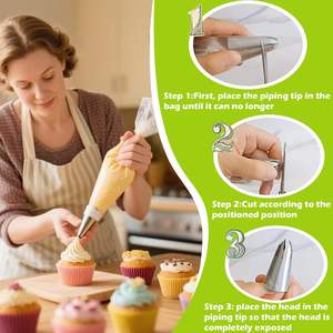 Juego de puntas de tubería populares, 214 Uds., Kit de suministros de decoración de pasteles con bolsas de pastelería, lazos, boquillas para glaseado, Kit de herramientas para hornear Fonant - Product Image 2